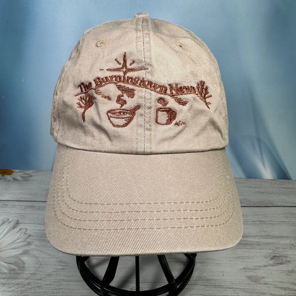 VTG Burningtown News Souvenir Baseball Cap OS Tan Coffee Dad Hat Gorpcore